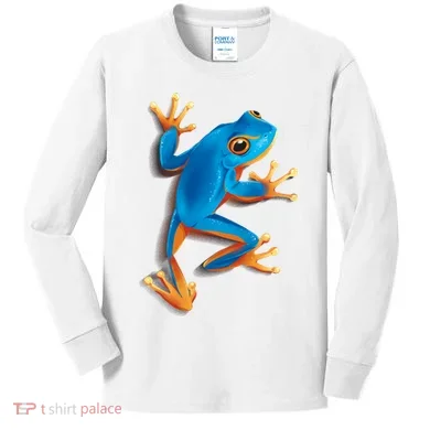 Realistic Blue Tree Frog Kids Long Sleeve Shirt