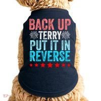 Retro Back Up Terry Put It In Reverse 4th Of July Fireworks Doggie Tank thumb 0