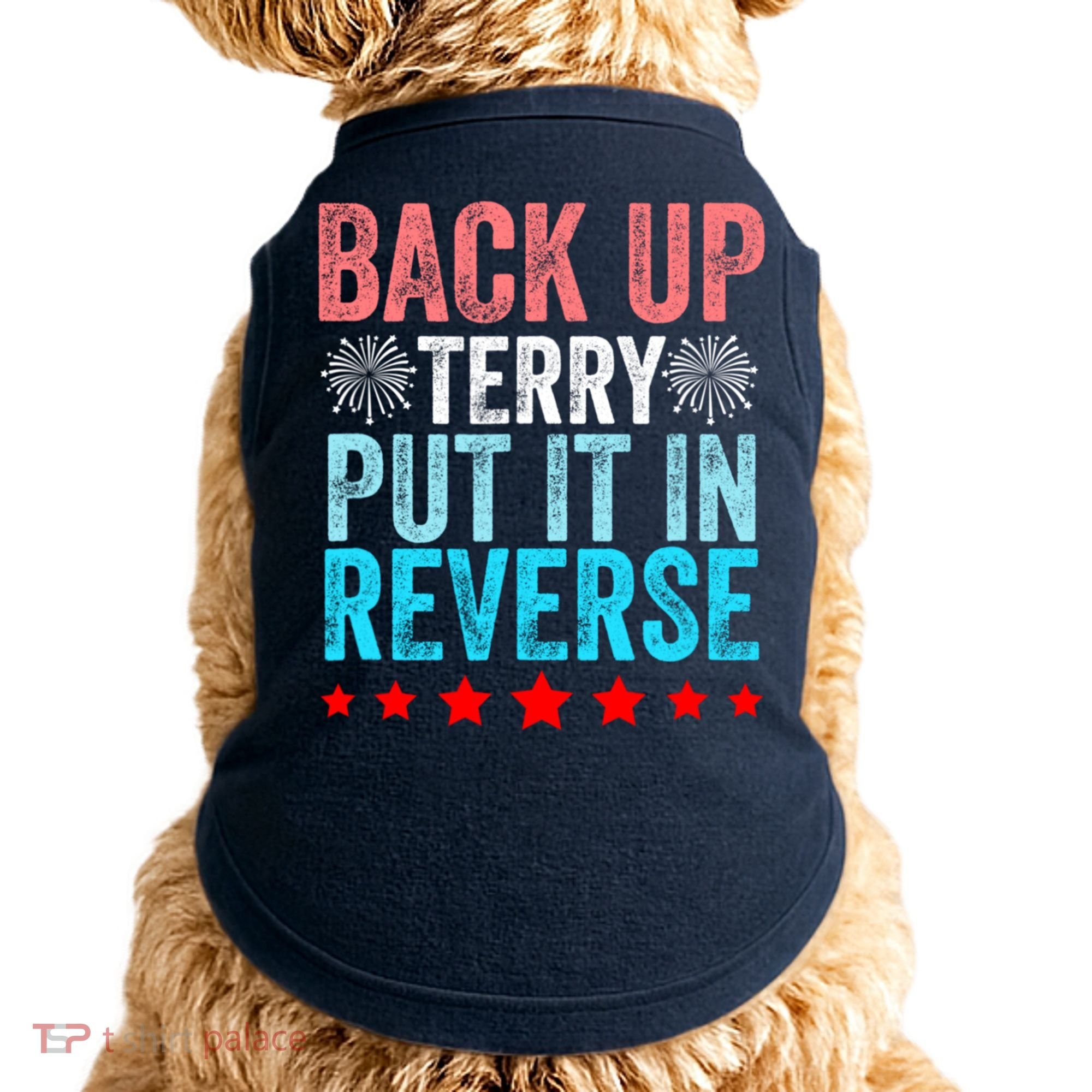Retro Back Up Terry Put It In Reverse 4th Of July Fireworks Doggie Tank