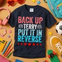 Retro Back Up Terry Put It In Reverse 4th Of July Fireworks Kids T-Shirt thumb 3