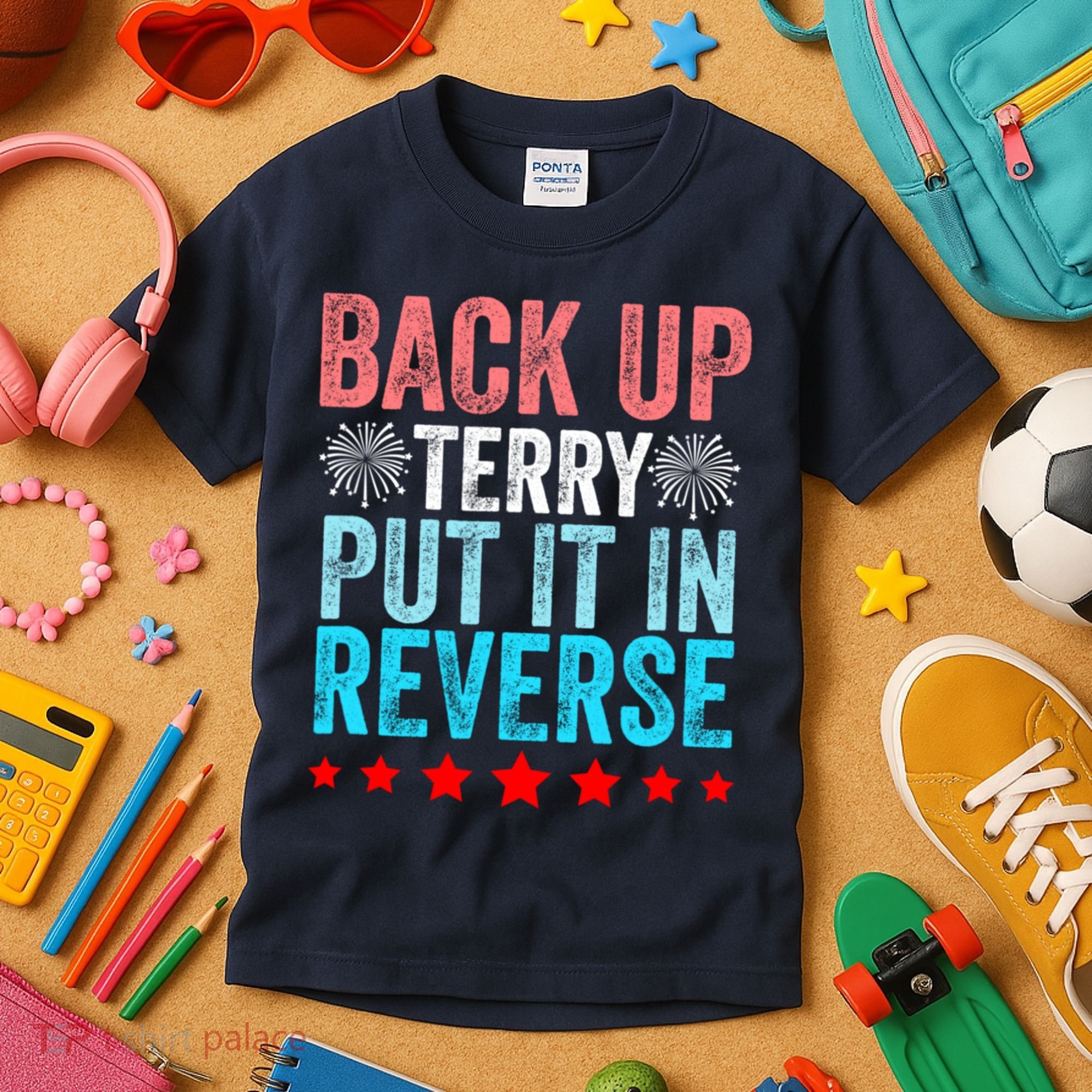 Retro Back Up Terry Put It In Reverse 4th Of July Fireworks Kids T-Shirt