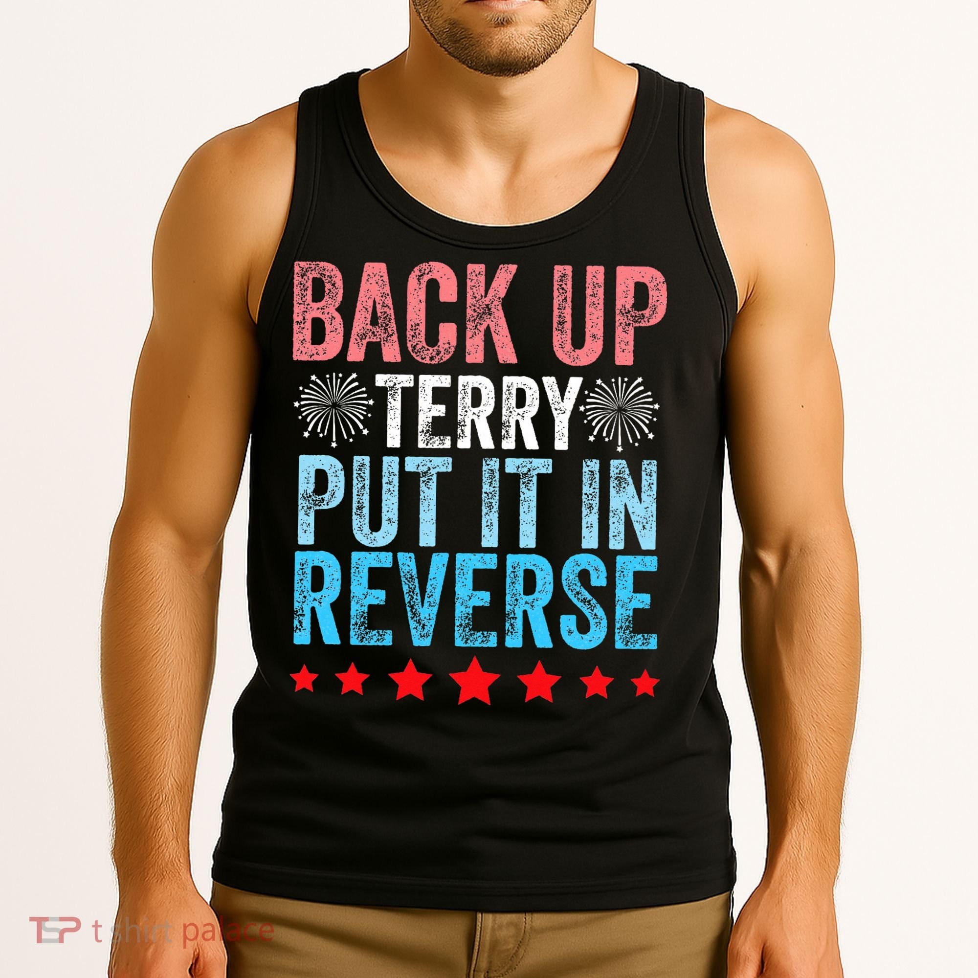 Retro Back Up Terry Back It Up Terry 4th of July Fireworks Tank Top