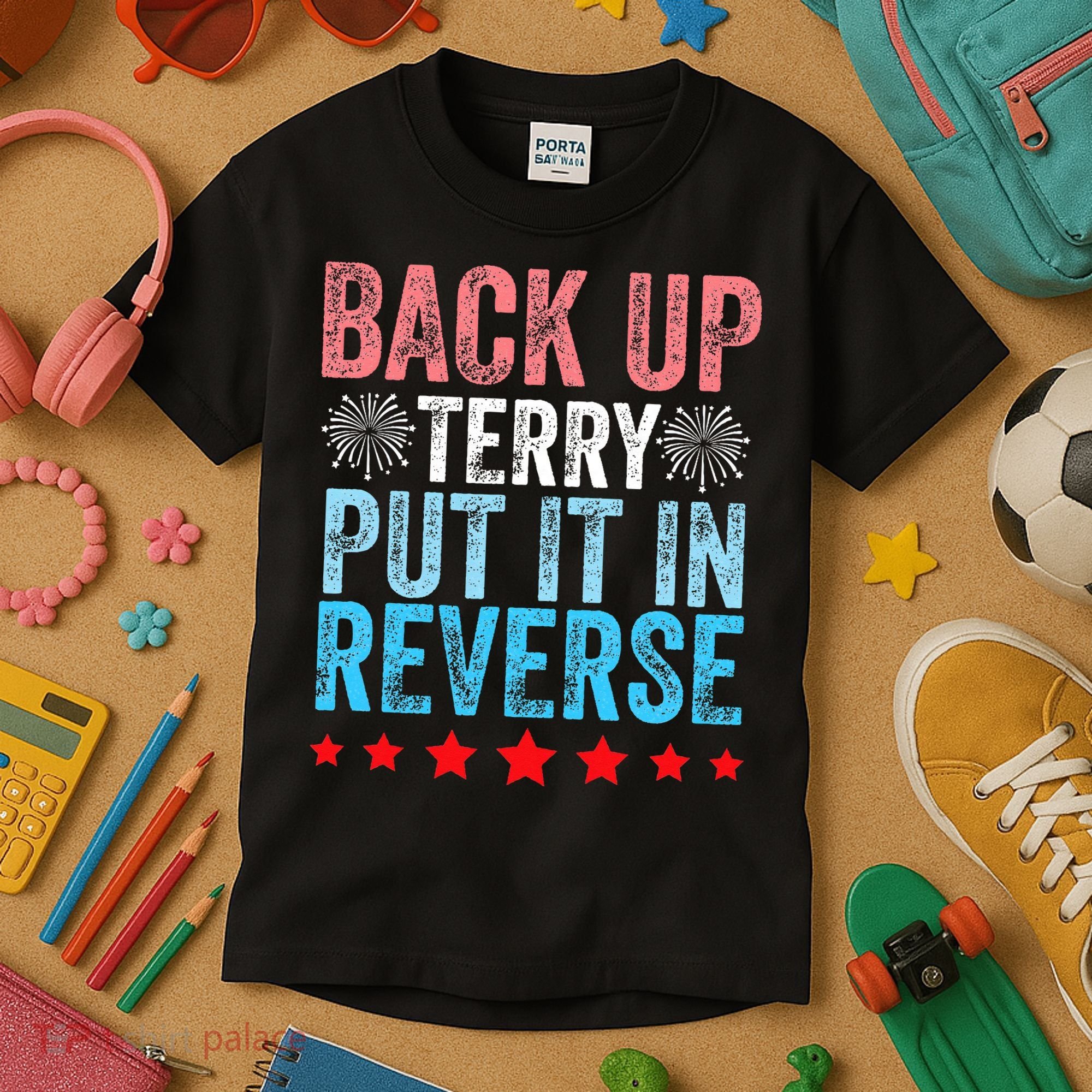 Retro Back Up Terry Back It Up Terry 4th of July Fireworks Kids T-Shirt
