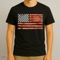 Retro Bacon Usa American Flag Independence Day 4th Of July T-Shirt thumb 3