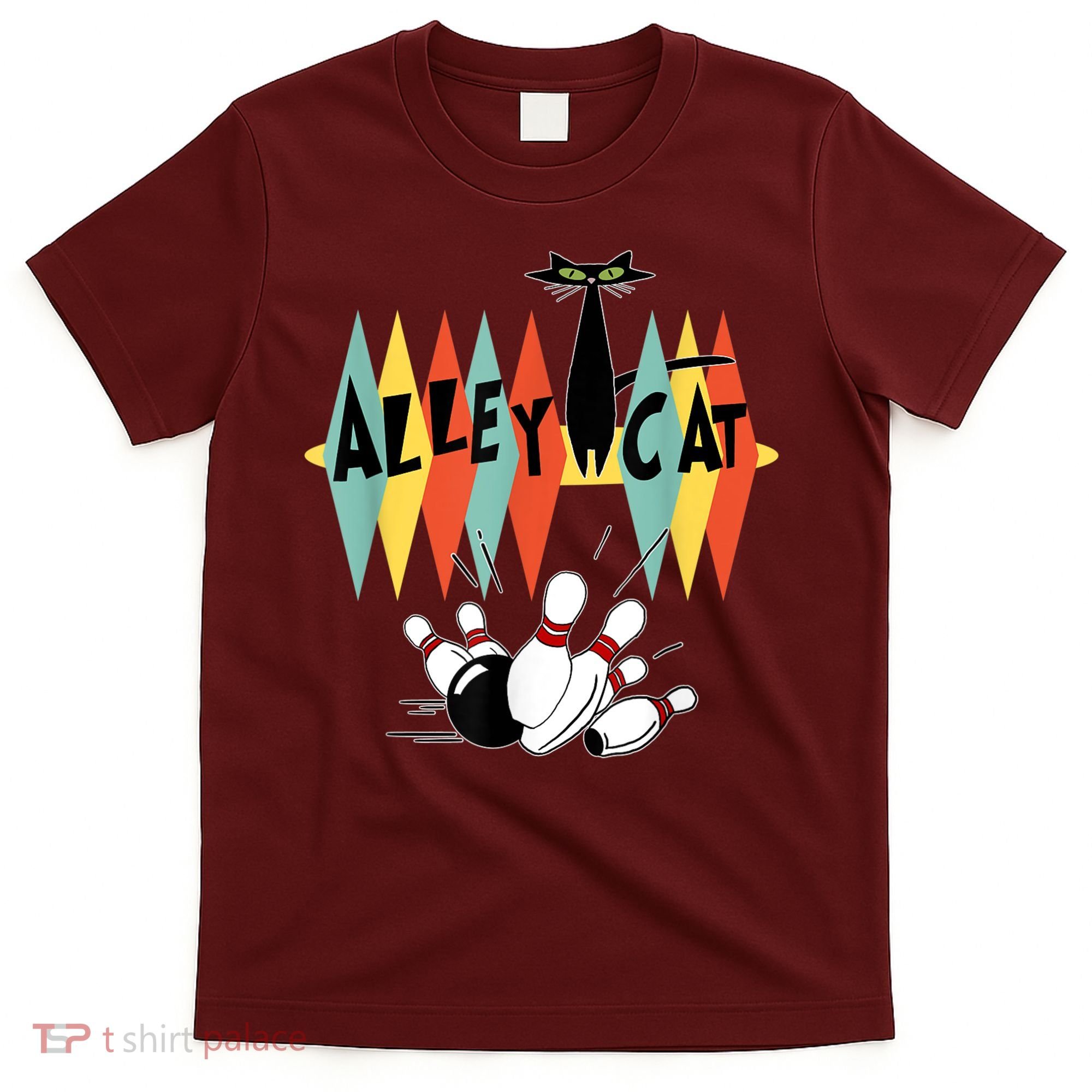 Retro Bowling Vintage Bowler Alley Cat Vintage T-Shirt