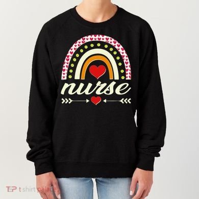 Retro Boho Valentine Day Nurse Heart Rainbow Women's Sweatshirt