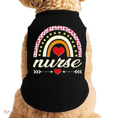Retro Boho Valentine Day Nurse Heart Rainbow Doggie Tank