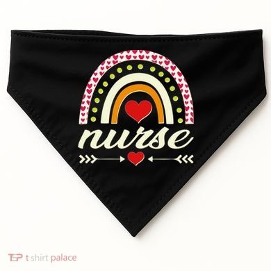 Retro Boho Valentine Day Nurse Heart Rainbow USA-Made Doggie Bandana