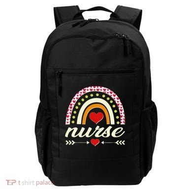 Retro Boho Valentine Day Nurse Heart Rainbow Backpack