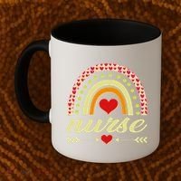 Retro Boho Valentine Day Nurse Heart Rainbow Coffee Mug thumb 2