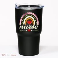 Retro Boho Valentine Day Nurse Heart Rainbow Tumbler thumb 0
