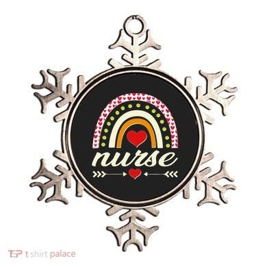 Retro Boho Valentine Day Nurse Heart Rainbow Ornament