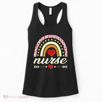 Retro Boho Valentine Day Nurse Heart Rainbow Women's Tank Top thumb 0