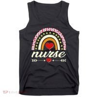 Retro Boho Valentine Day Nurse Heart Rainbow Tank Top thumb 0