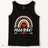 Retro Boho Valentine Day Nurse Heart Rainbow Tank Top thumb 2