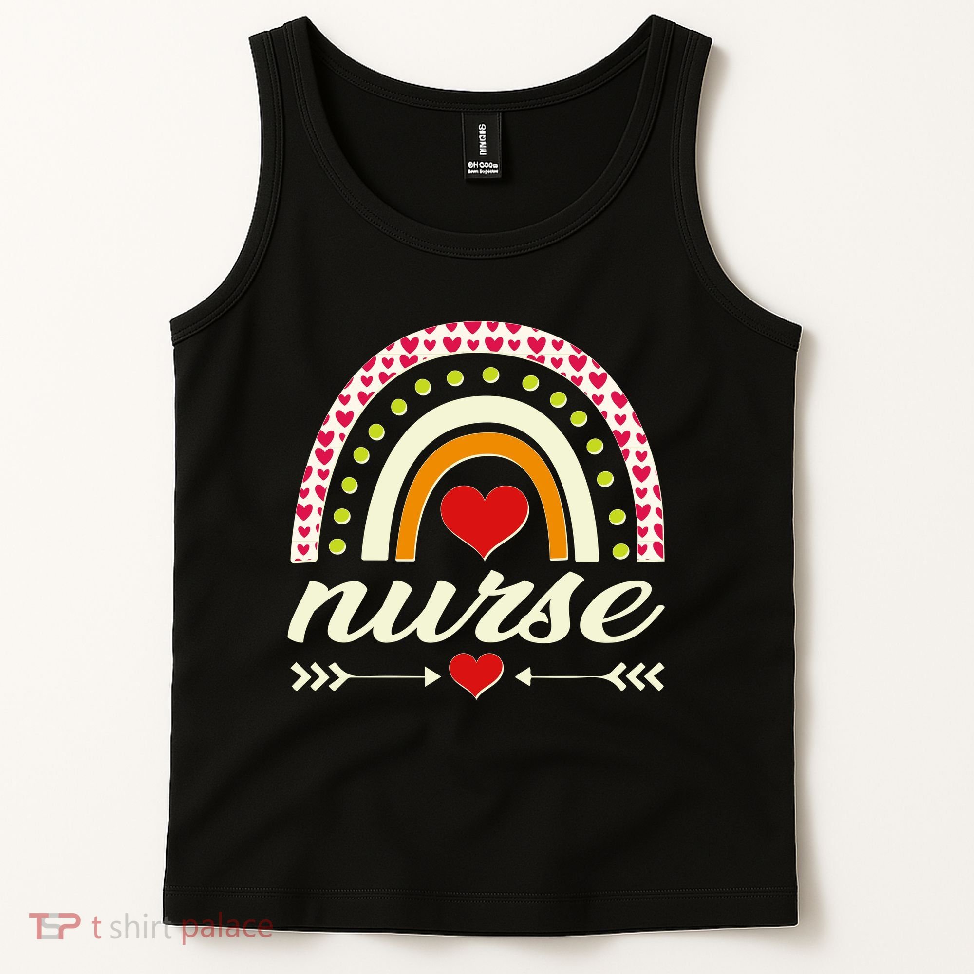 Retro Boho Valentine Day Nurse Heart Rainbow Tank Top