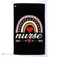 Retro Boho Valentine Day Nurse Heart Rainbow Golf Towel thumb 0