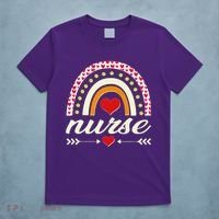 Retro Boho Valentine Day Nurse Heart Rainbow T-Shirt thumb 5