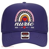 Retro Boho Valentine Day Nurse Heart Rainbow Hat thumb 0