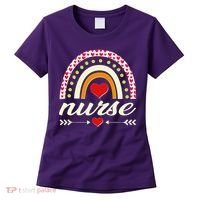 Retro Boho Valentine Day Nurse Heart Rainbow Women's T-Shirt thumb 0