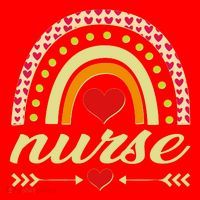 Retro Boho Valentine Day Nurse Heart Rainbow Santa Hat thumb 1