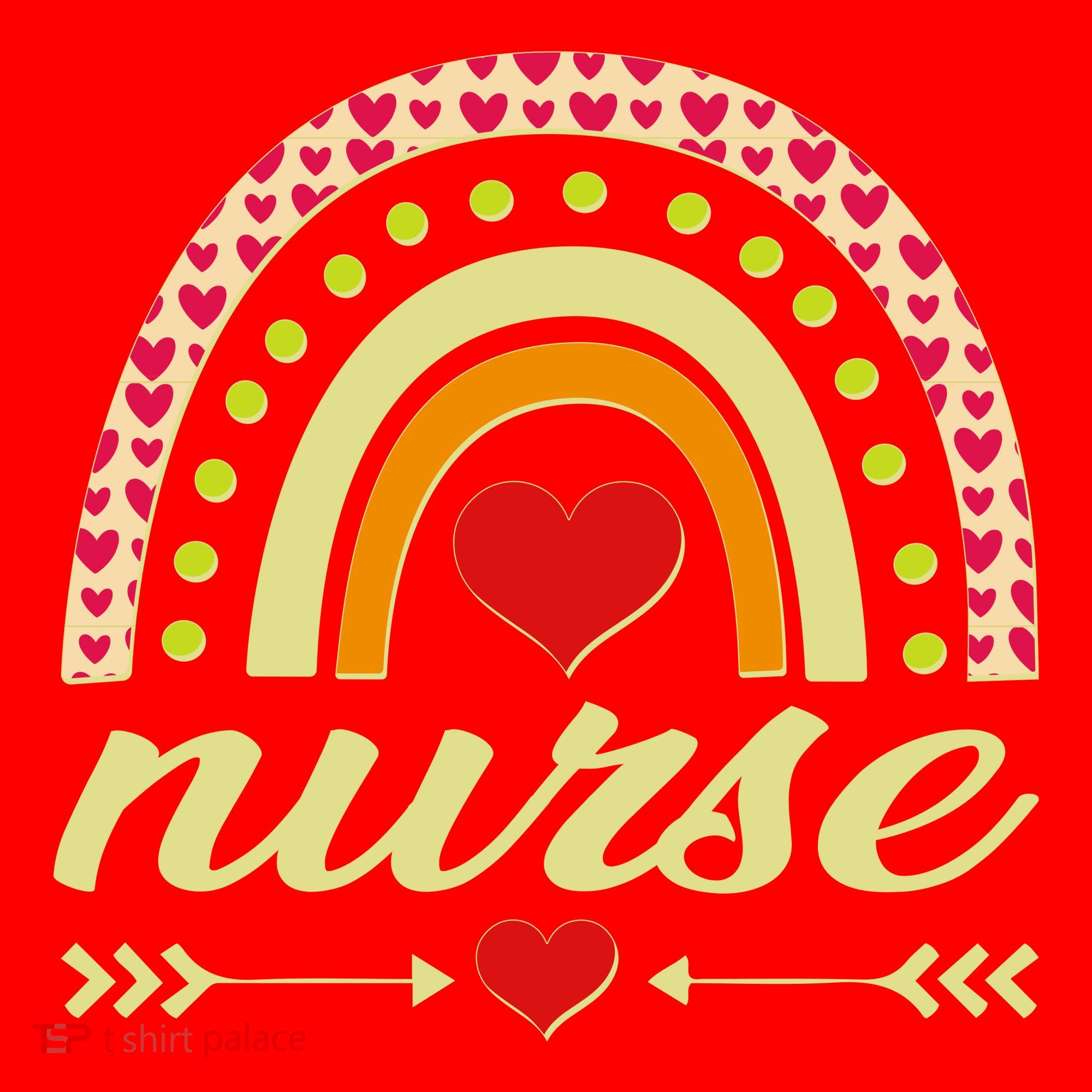 Retro Boho Valentine Day Nurse Heart Rainbow Santa Hat