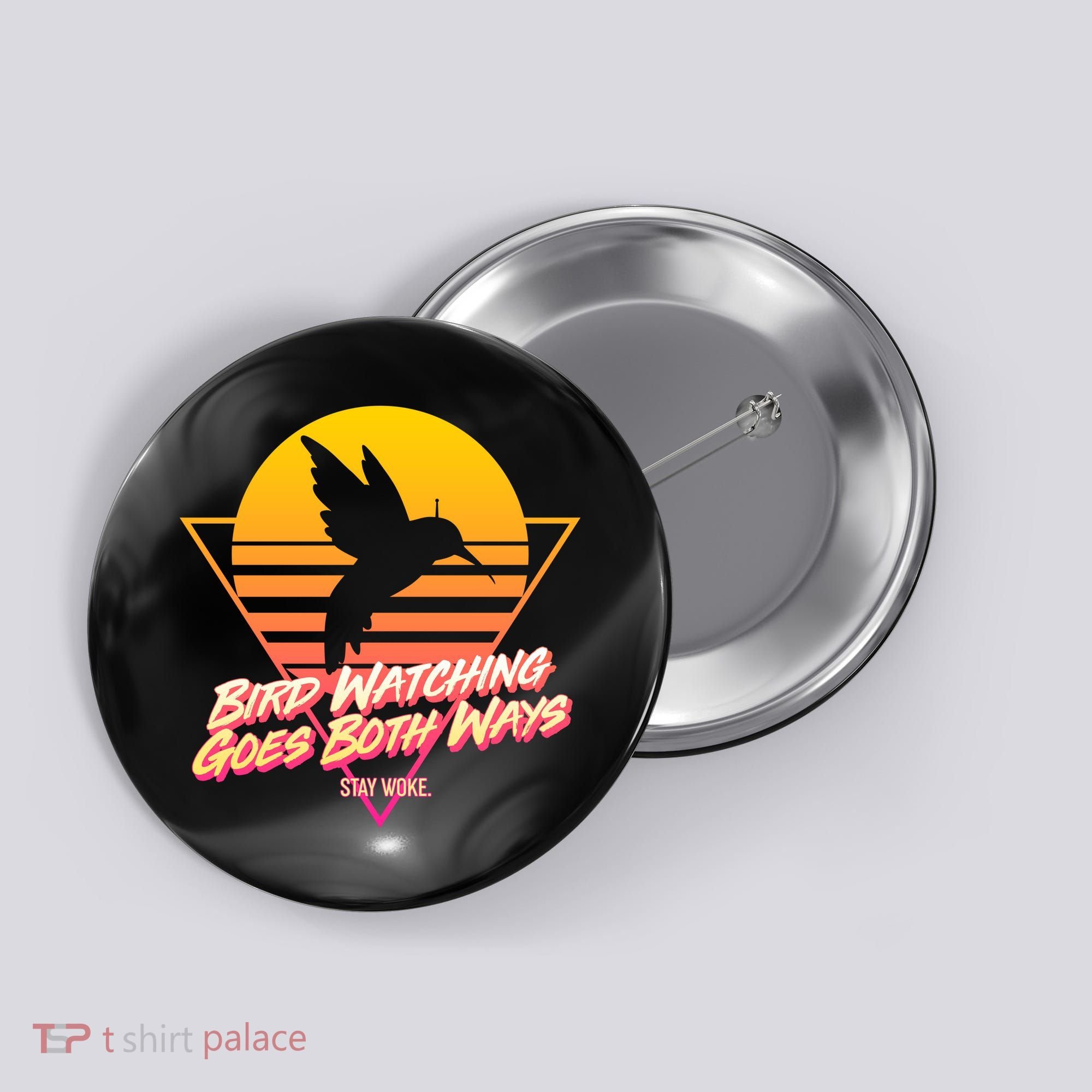 Retro Bird Watching Goes Both Ways Button