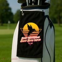 Retro Bird Watching Goes Both Ways Golf Towel thumb 2