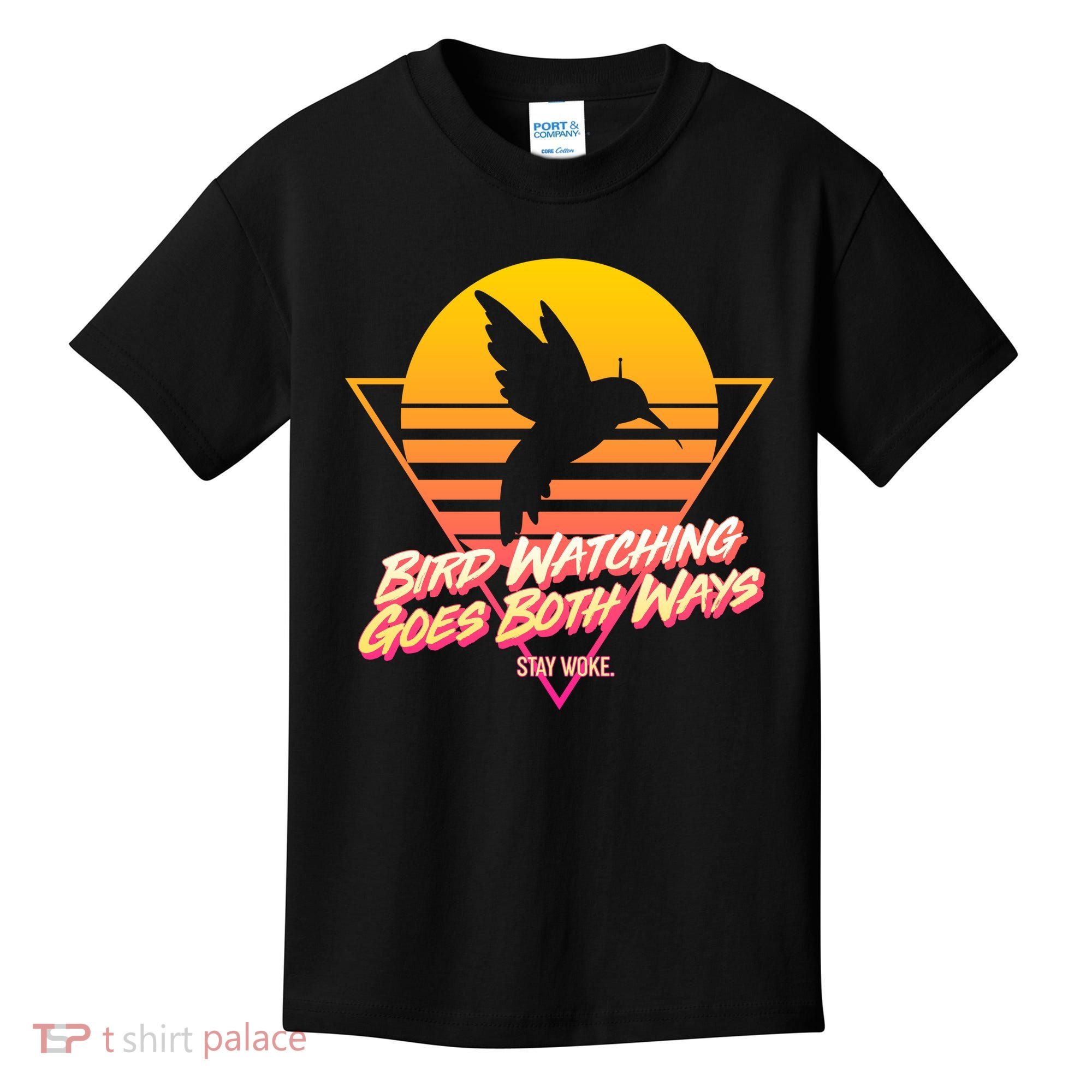 Retro Bird Watching Goes Both Ways Kids T-Shirt