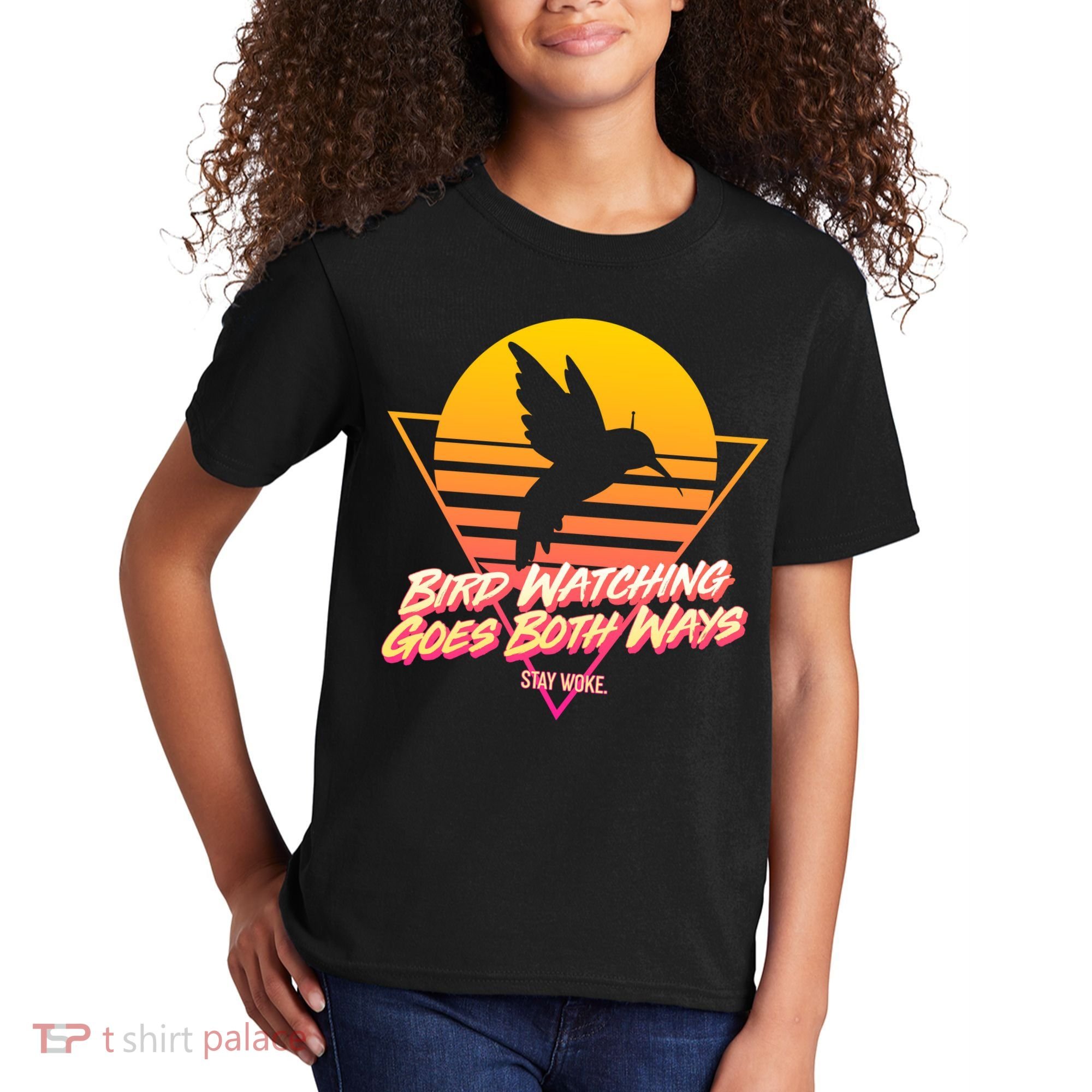 Retro Bird Watching Goes Both Ways Kids T-Shirt