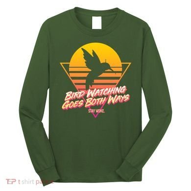 Retro Bird Watching Goes Both Ways Long Sleeve Shirt