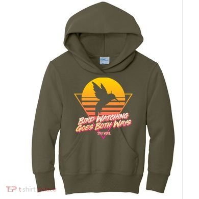 Retro Bird Watching Goes Both Ways Kids Hoodie