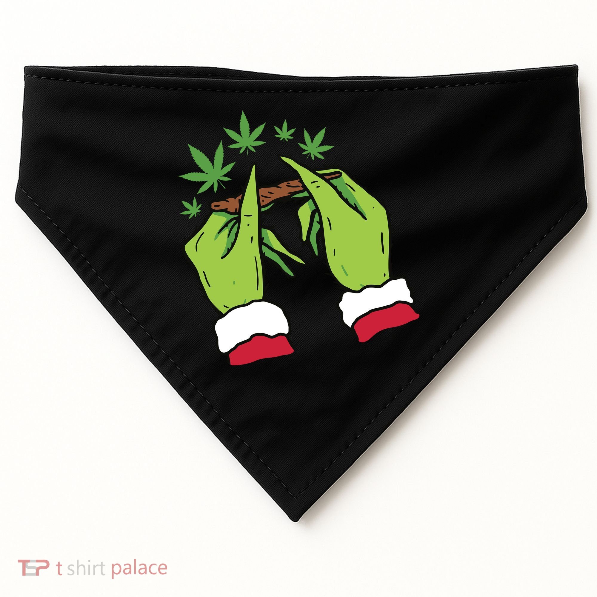 Rolling Blunt Weed Funny Christmas Xmas Holiday Trending USA-Made Doggie Bandana
