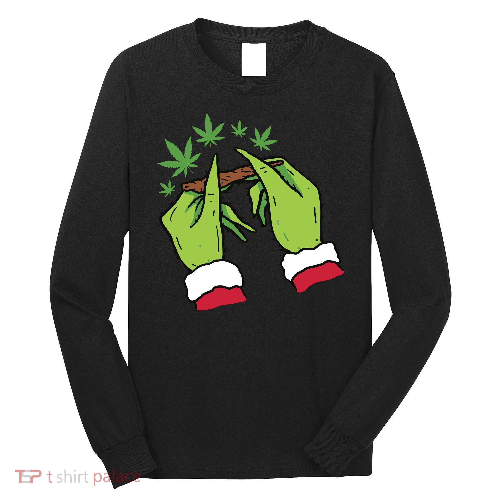Rolling Blunt Weed Funny Christmas Xmas Holiday Trending Long Sleeve Shirt