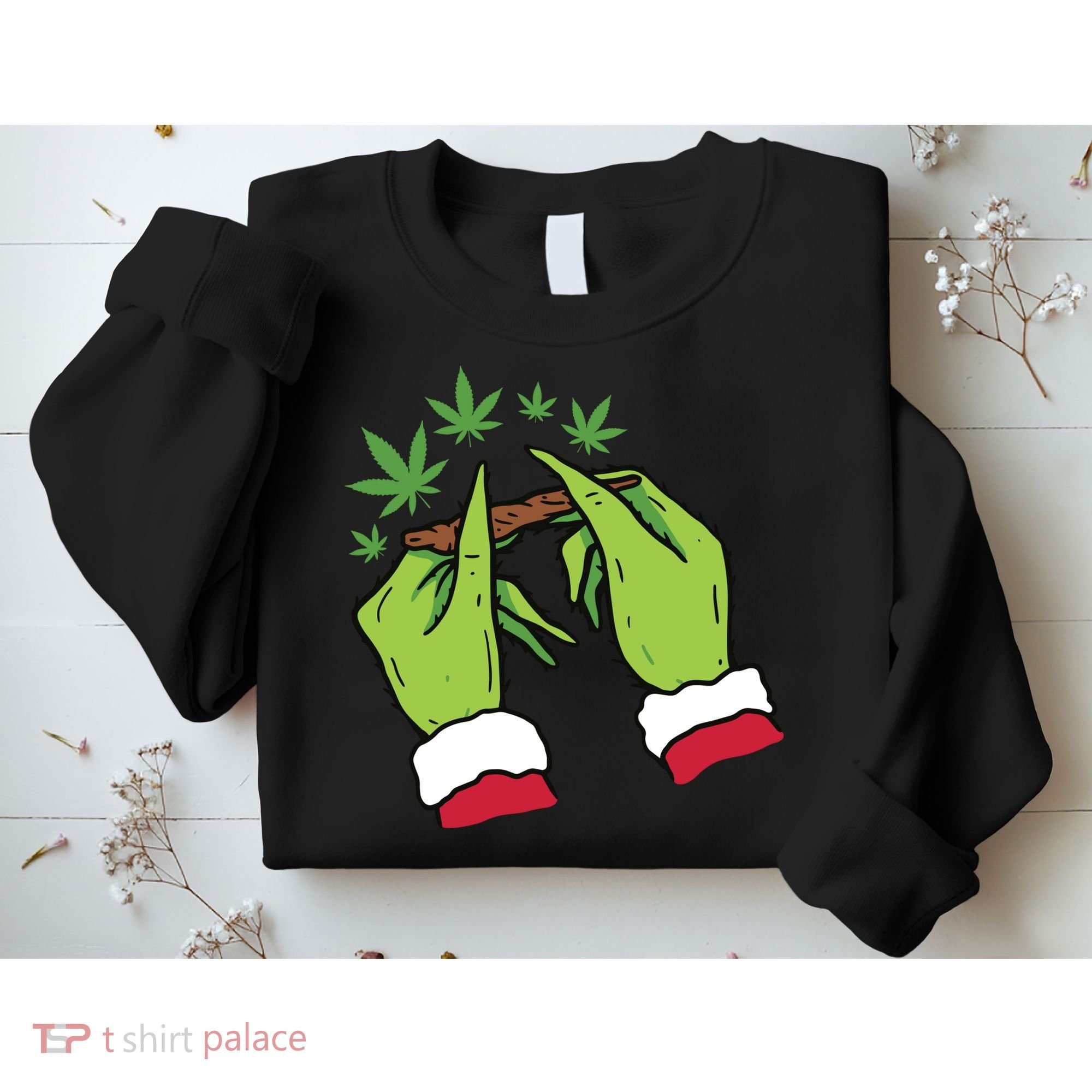 Rolling Blunt Weed Funny Christmas Xmas Holiday Trending Sweatshirt