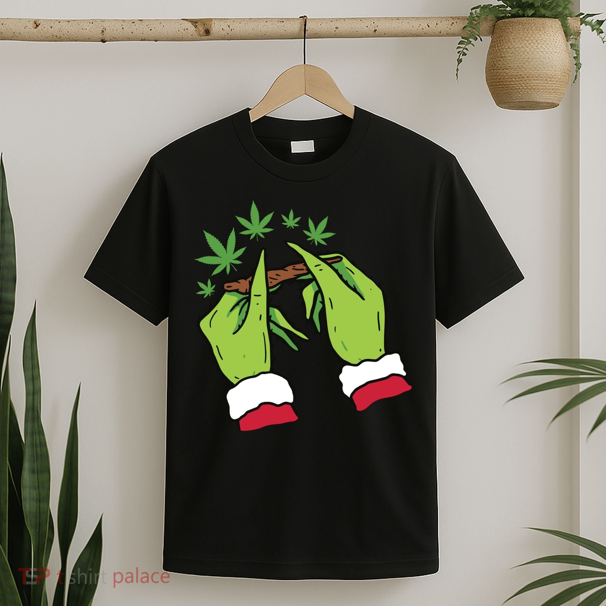 Rolling Blunt Weed Funny Christmas Xmas Holiday Trending T-Shirt