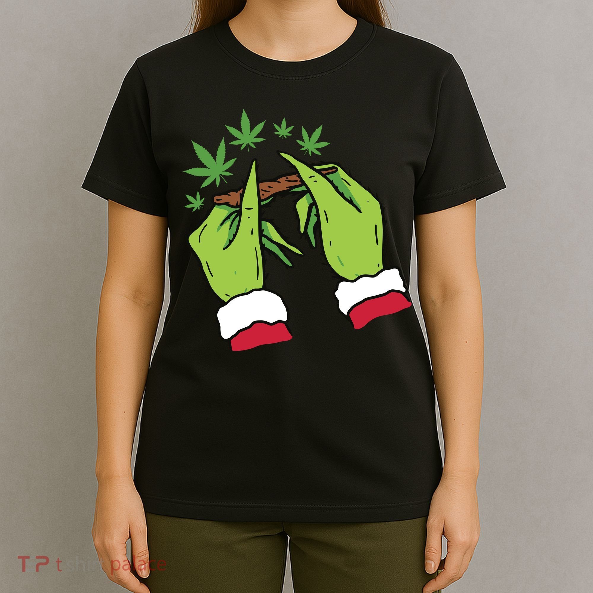 Rolling Blunt Weed Funny Christmas Xmas Holiday Trending T-Shirt