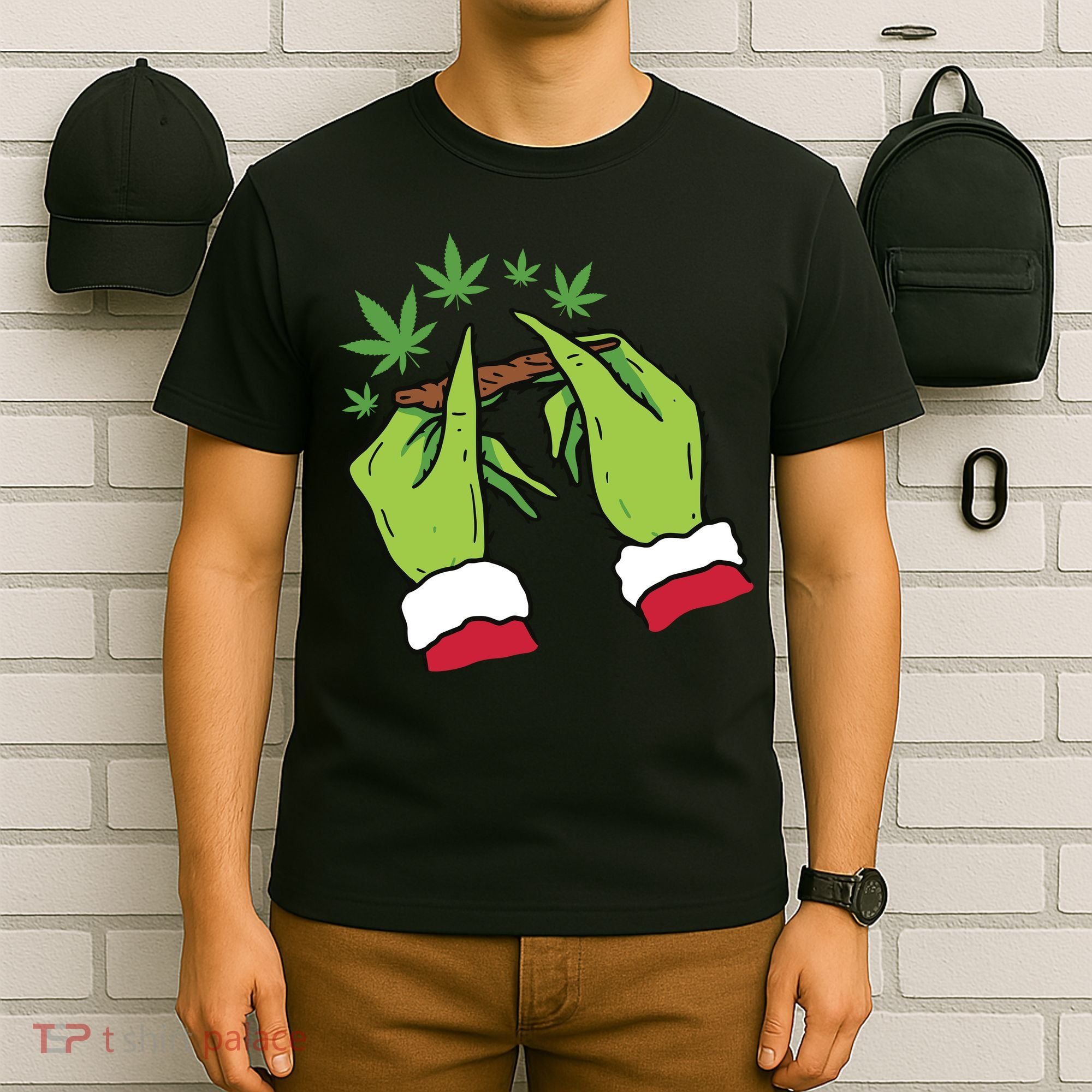 Rolling Blunt Weed Funny Christmas Xmas Holiday Trending T-Shirt