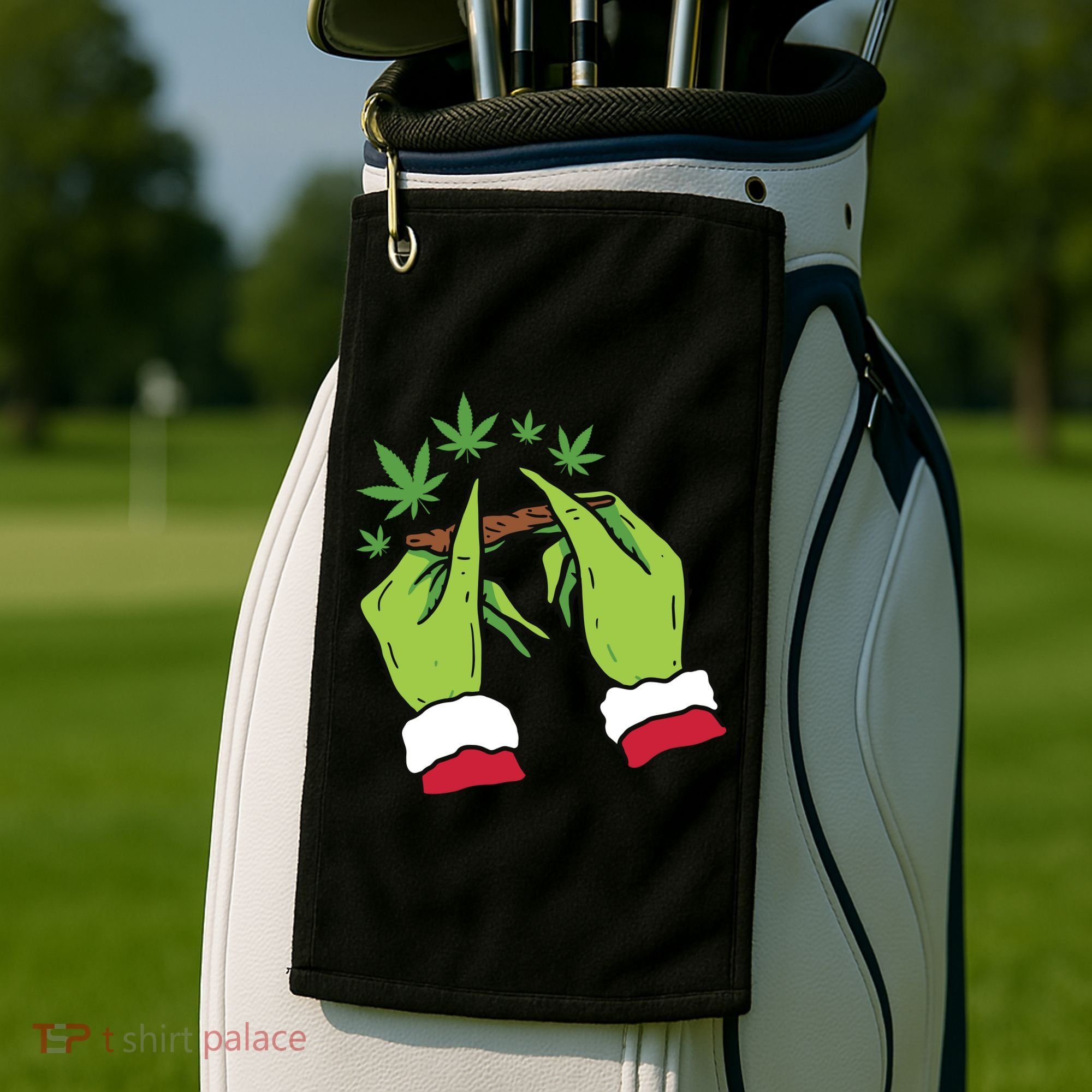 Rolling Blunt Weed Funny Christmas Xmas Holiday Trending Golf Towel