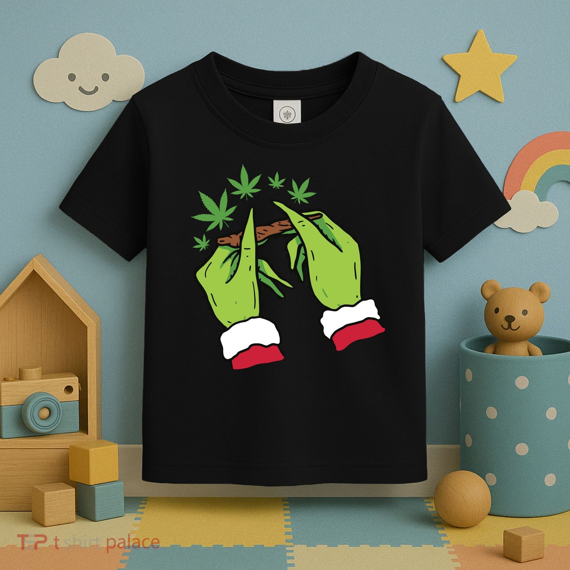 Rolling Blunt Weed Funny Christmas Xmas Holiday Trending Toddler T-Shirt