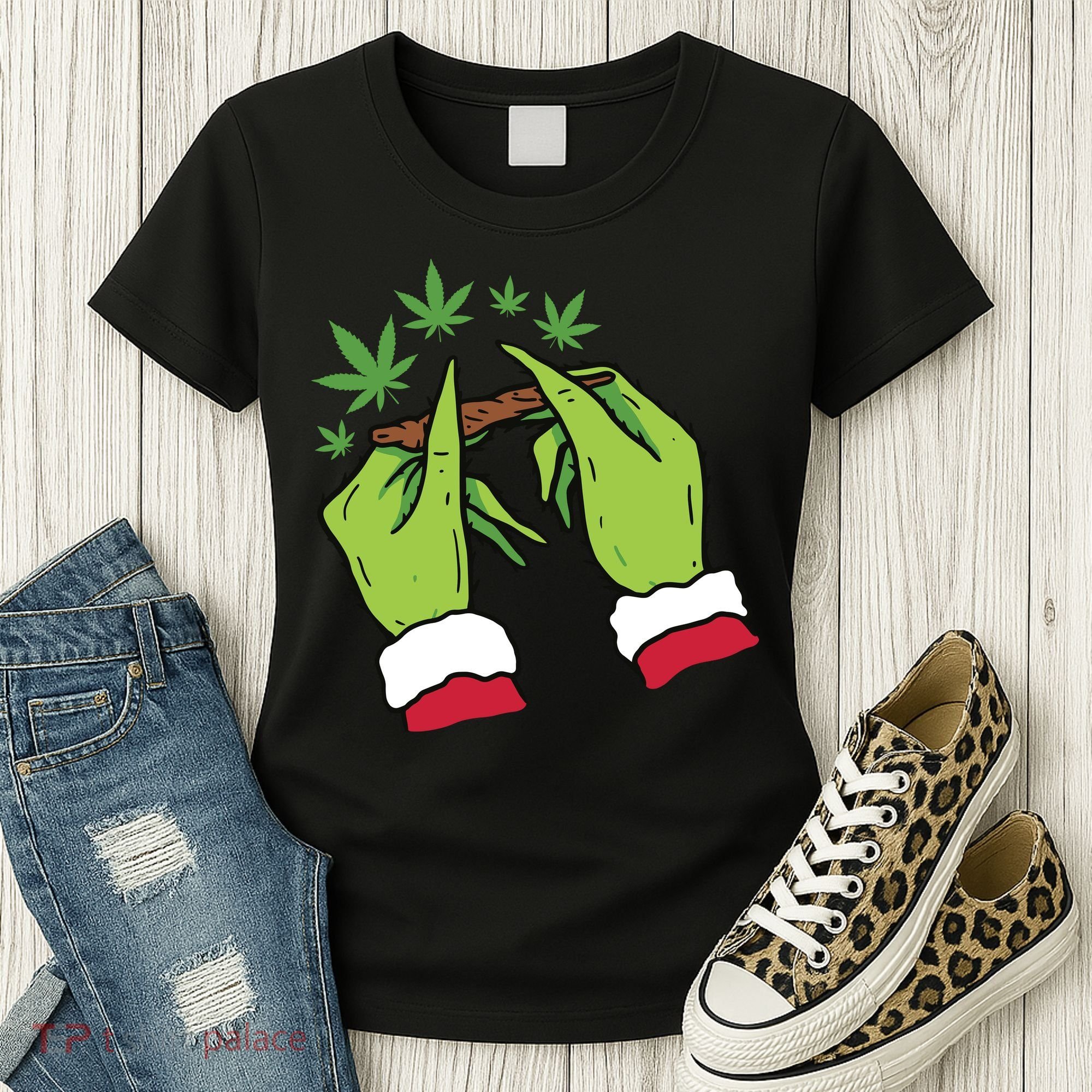 Rolling Blunt Weed Funny Christmas Xmas Holiday Trending Women's T-Shirt