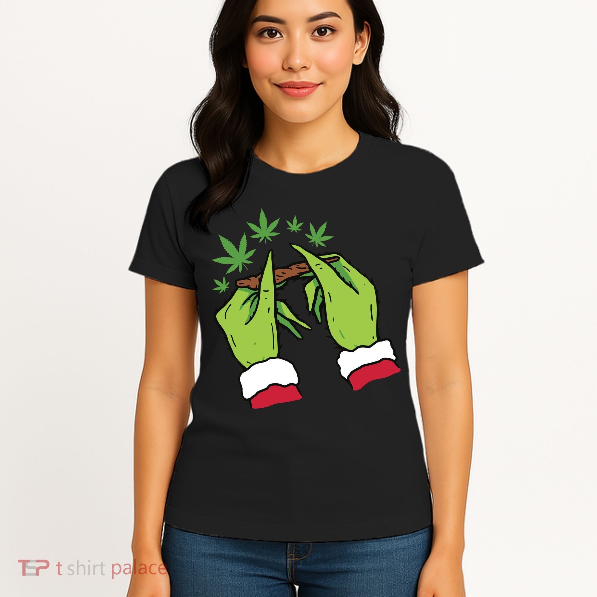 Rolling Blunt Weed Funny Christmas Xmas Holiday Trending Women's T-Shirt