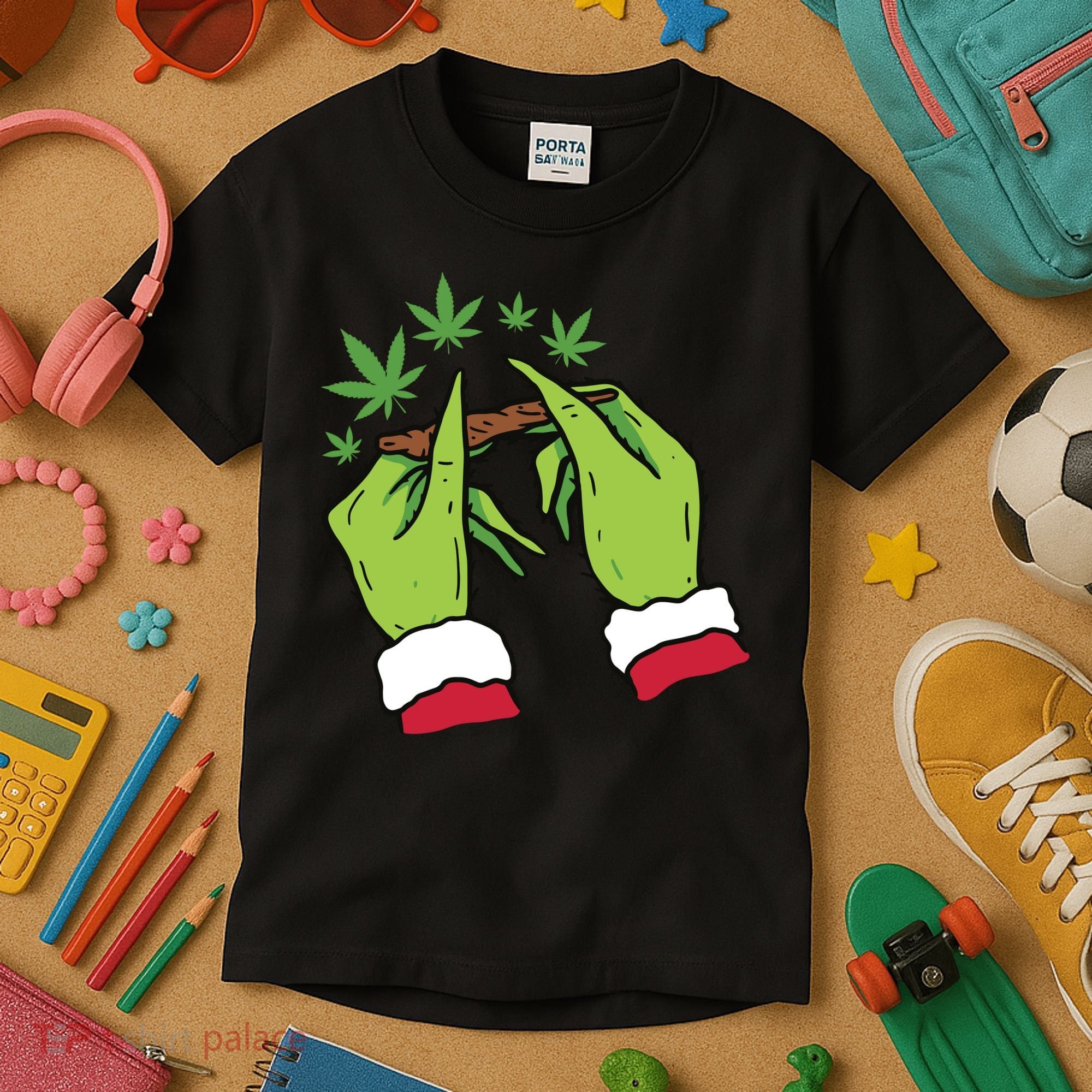 Rolling Blunt Weed Funny Christmas Xmas Holiday Trending Kids T-Shirt