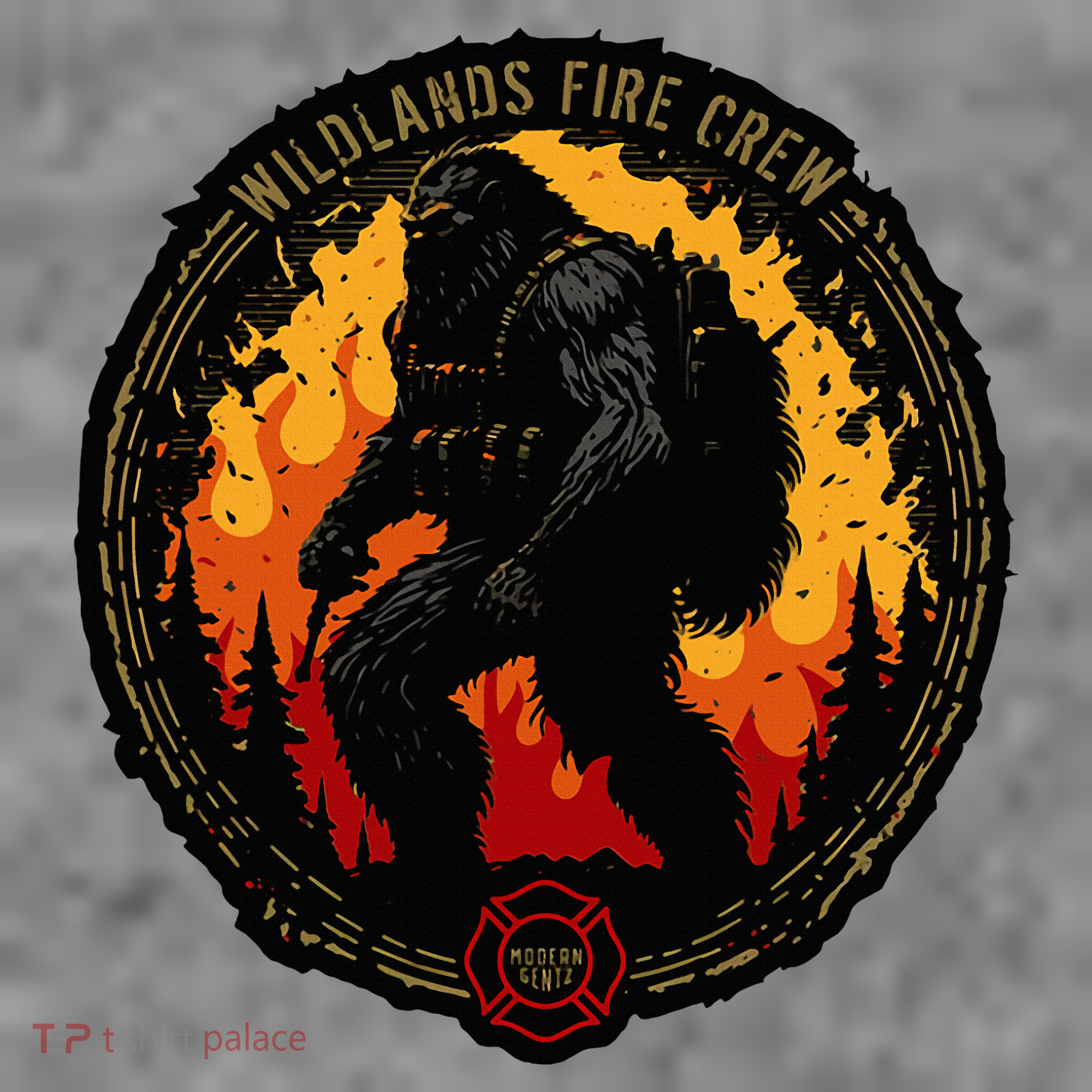 Retro Bigfoot Wildland Firefighter Sasquatch Fireman Toddler Hoodie