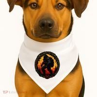 Retro Bigfoot Wildland Firefighter Sasquatch Fireman USA-Made Doggie Bandana thumb 1