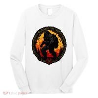 Retro Bigfoot Wildland Firefighter Sasquatch Fireman Long Sleeve Shirt thumb 0