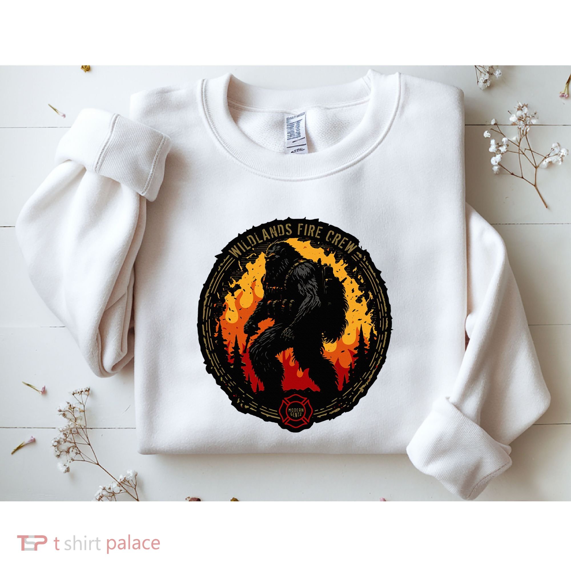 Retro Bigfoot Wildland Firefighter Sasquatch Fireman Sweatshirt
