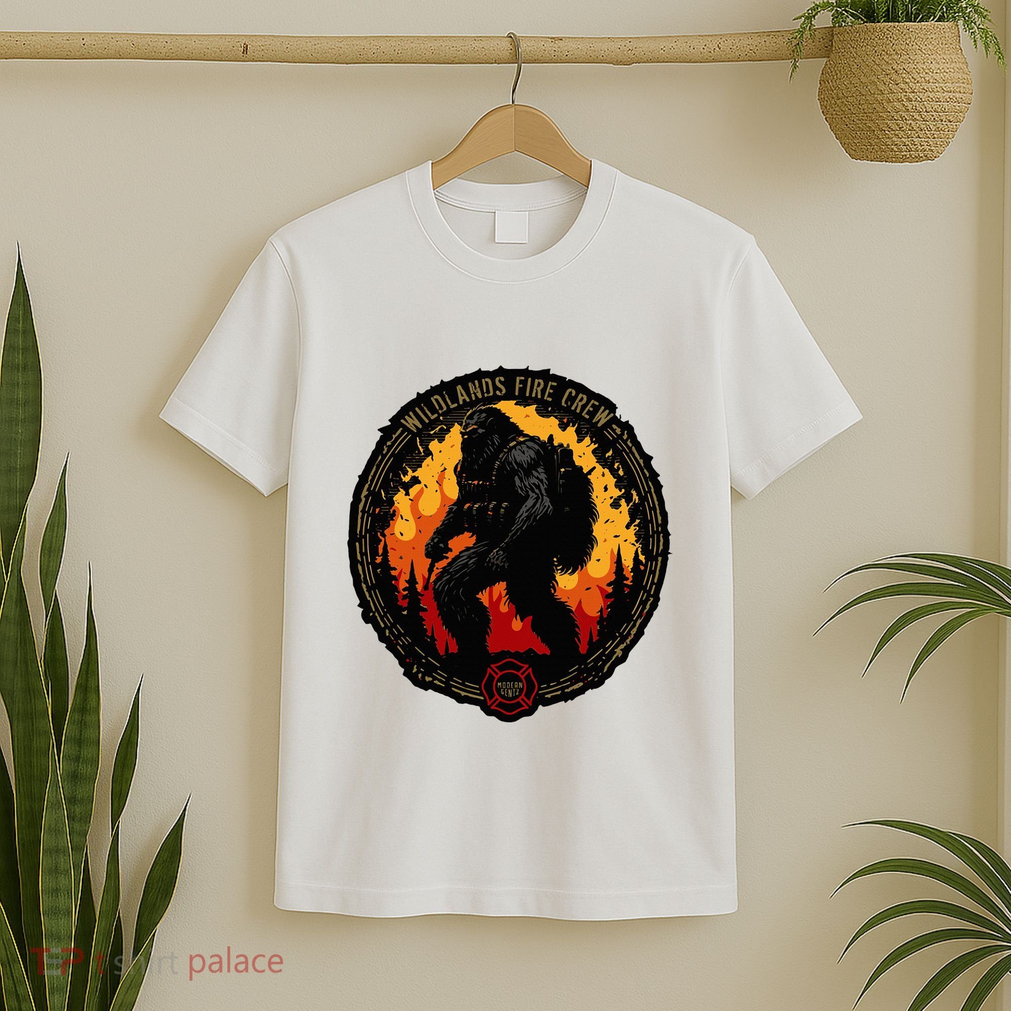 Retro Bigfoot Wildland Firefighter Sasquatch Fireman T-Shirt
