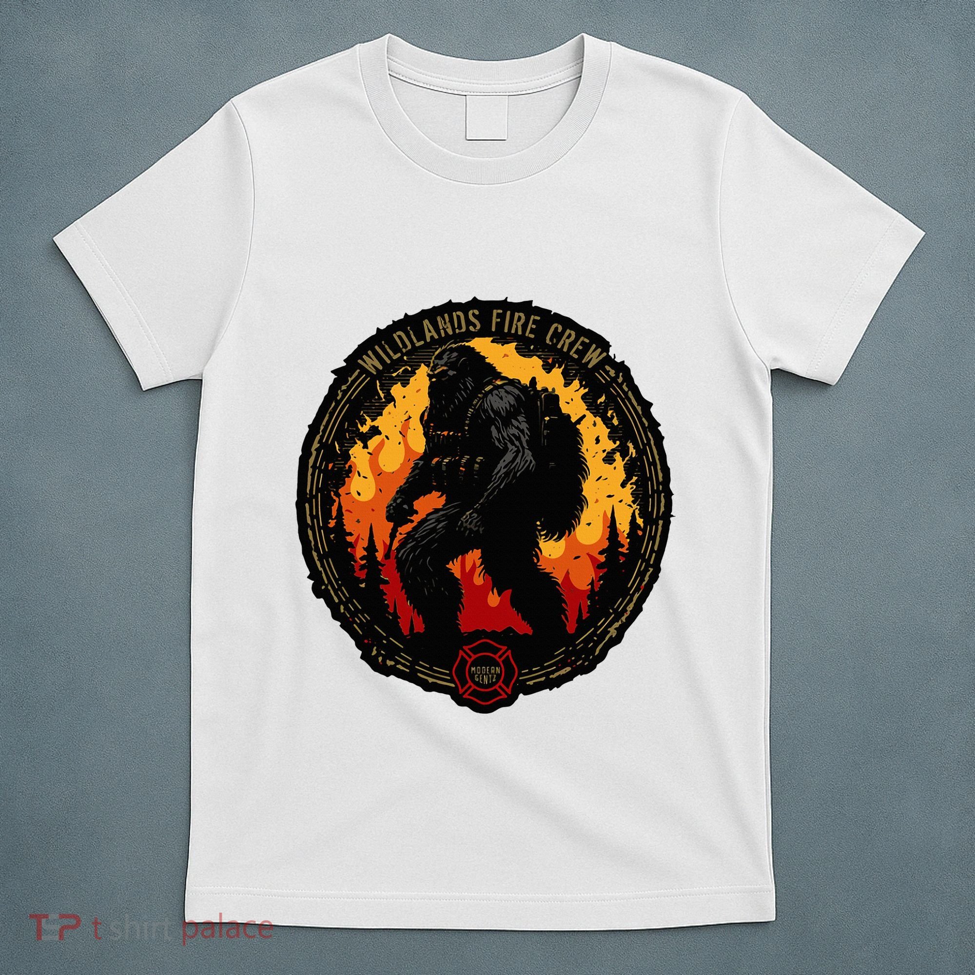 Retro Bigfoot Wildland Firefighter Sasquatch Fireman T-Shirt