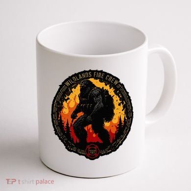 Retro Bigfoot Wildland Firefighter Sasquatch Fireman Coffee Mug back